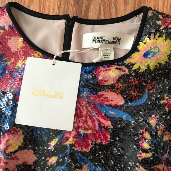 DVF Sequin Floral Mini Dress - Picture 5 of 7